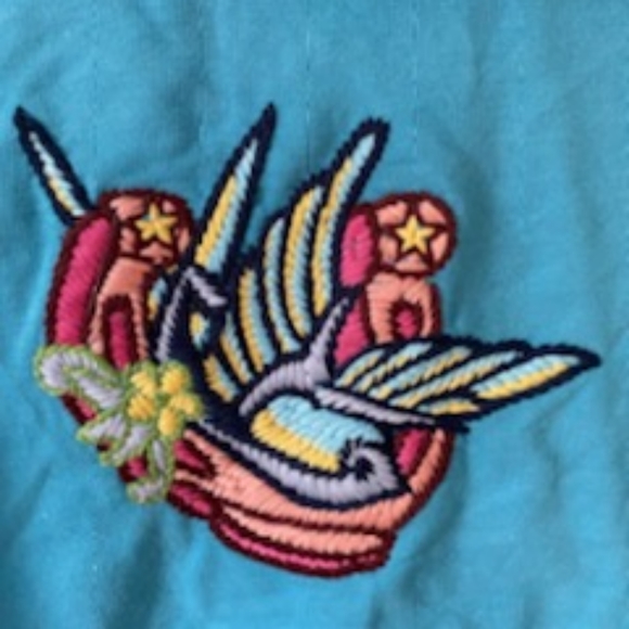 Baby blue hoodie with bird, rockstar embroidery - Picture 4 of 5